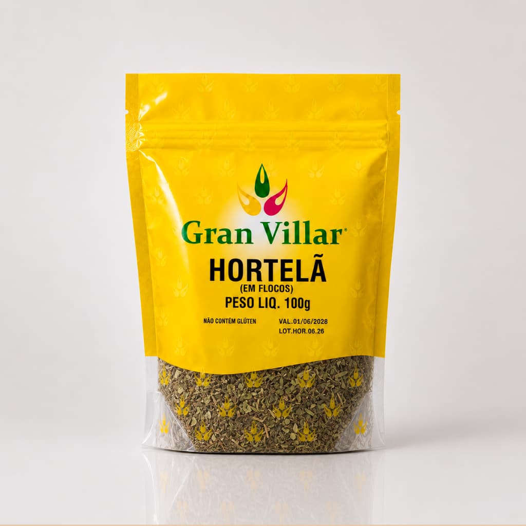 Hortelã em Flocos 100g Erva 100% Natural Desidratado Para Chás Temperos e Infusões