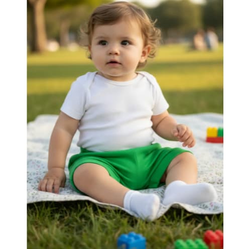Short Bermuda Bebê 0 A 12 Meses 100% Algodão Confortável Tapa Fralda