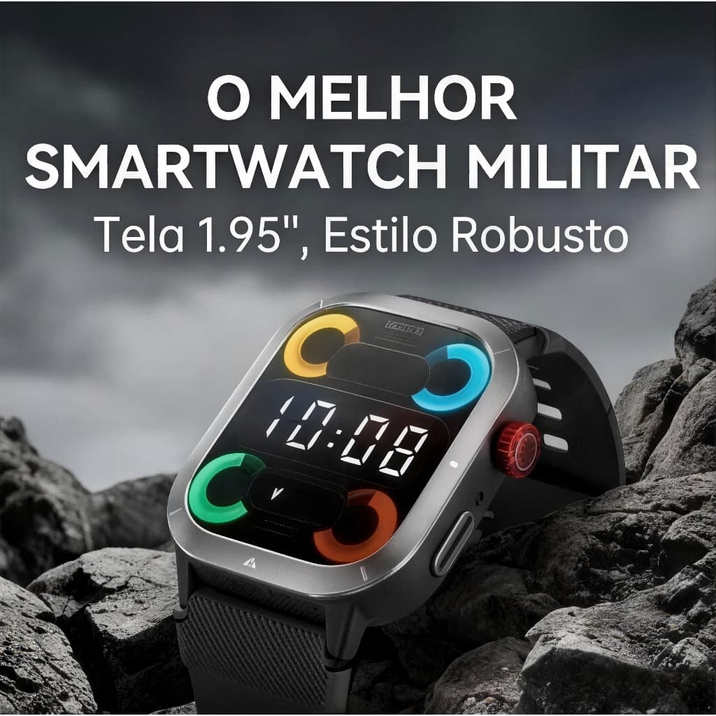 Haylou Bluetooth 5.3 Relógio Inteligente Esportivo Smart Watch IRON NEO 1.95" Display  3ATM Preto Bateria Com 30 Dias