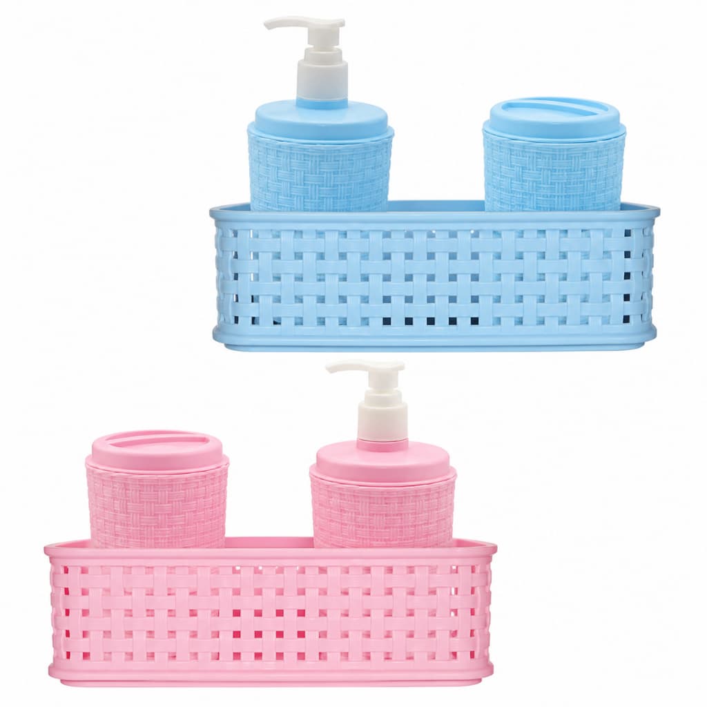Kit 3 em 1 Higiene Plasútil para Bebê e Mamãe C/ Cestinha Organizadora Enxoval