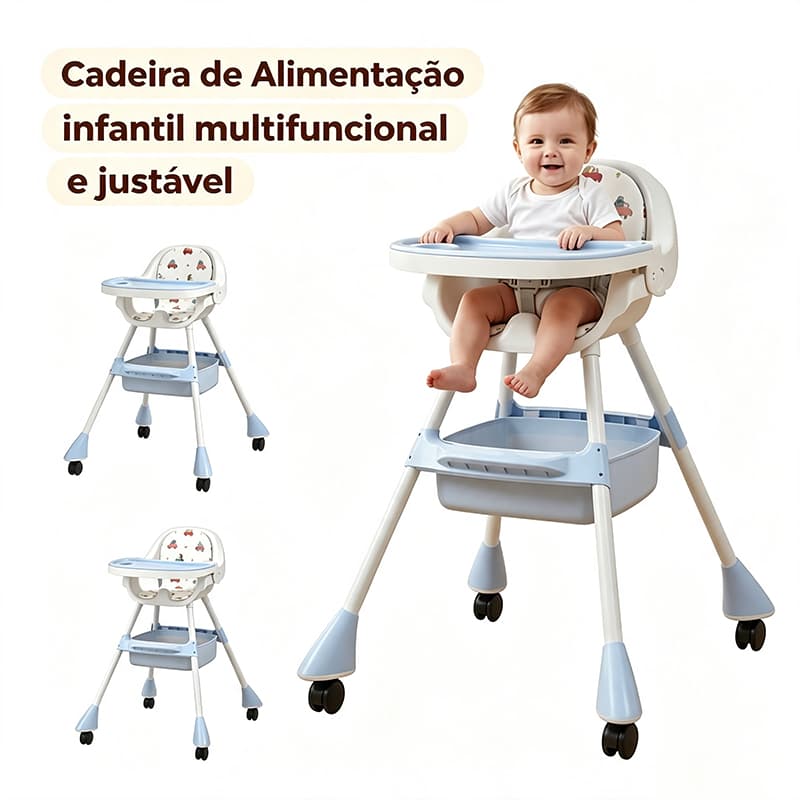 Cadeira de Alimentação Infantil Multifuncional Ajustável 3 em 1 Bebê Pronta Entrega