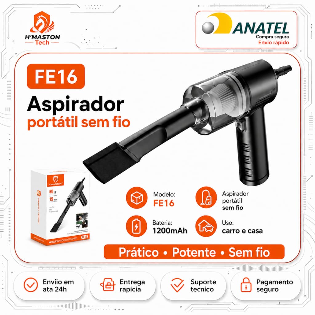 H'Maston FE16 Aspirador De Pó Automotivo Aspirador De Pó Para Casa  Aspirador De Pó Vertical Aspirador De Po