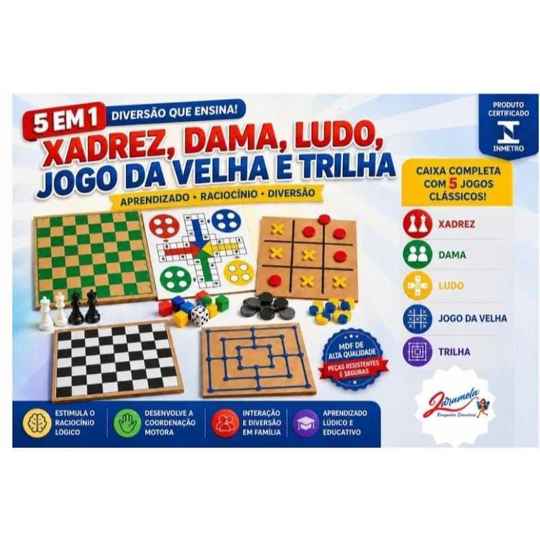 Tabuleiro jogos 5 em 1 -           Clássicos para você e sua família  -          MOMENTOS QUE FICAM.
