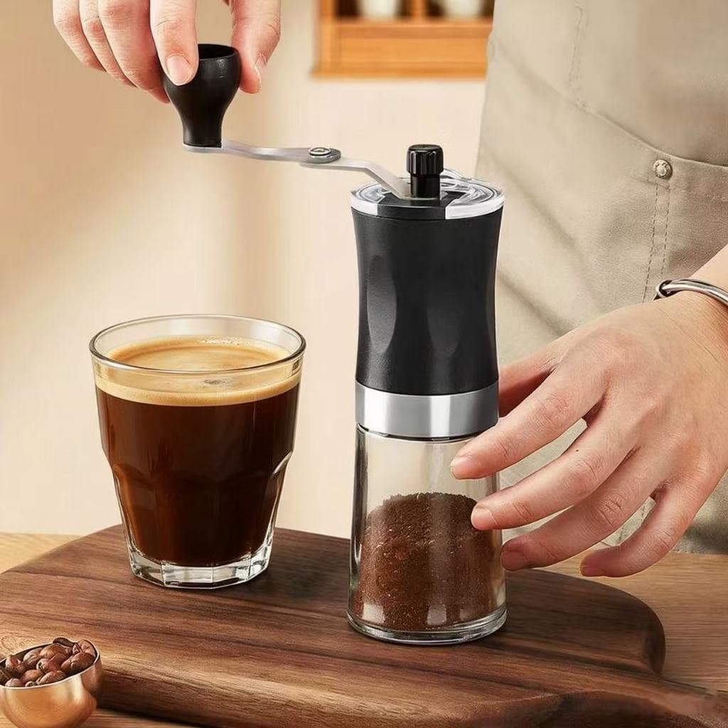 Moedor de Café Manual Portátil com Manivela Dobrável, Ajustável para Moagem de Grãos de Café em Casa e Viagem