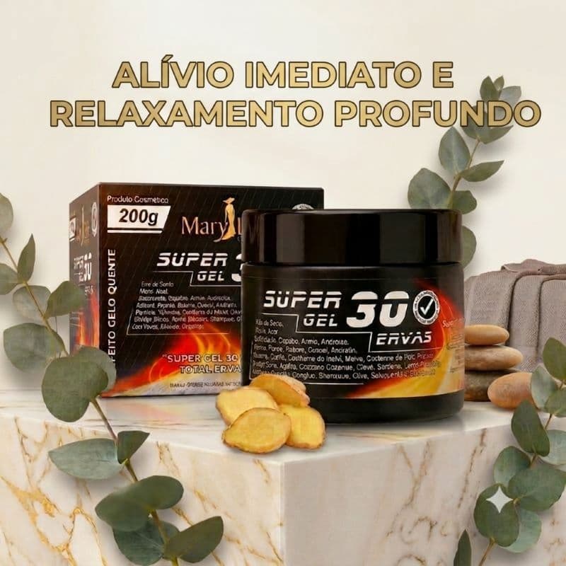 Gel Creme 30 Ervas Massageador 250g Mary Life – Relaxamento Muscular, Alívio Dores Cansaço