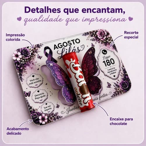 Lembrancinhas Agosto Lilas Mimo Cliente Brinde Conscientização