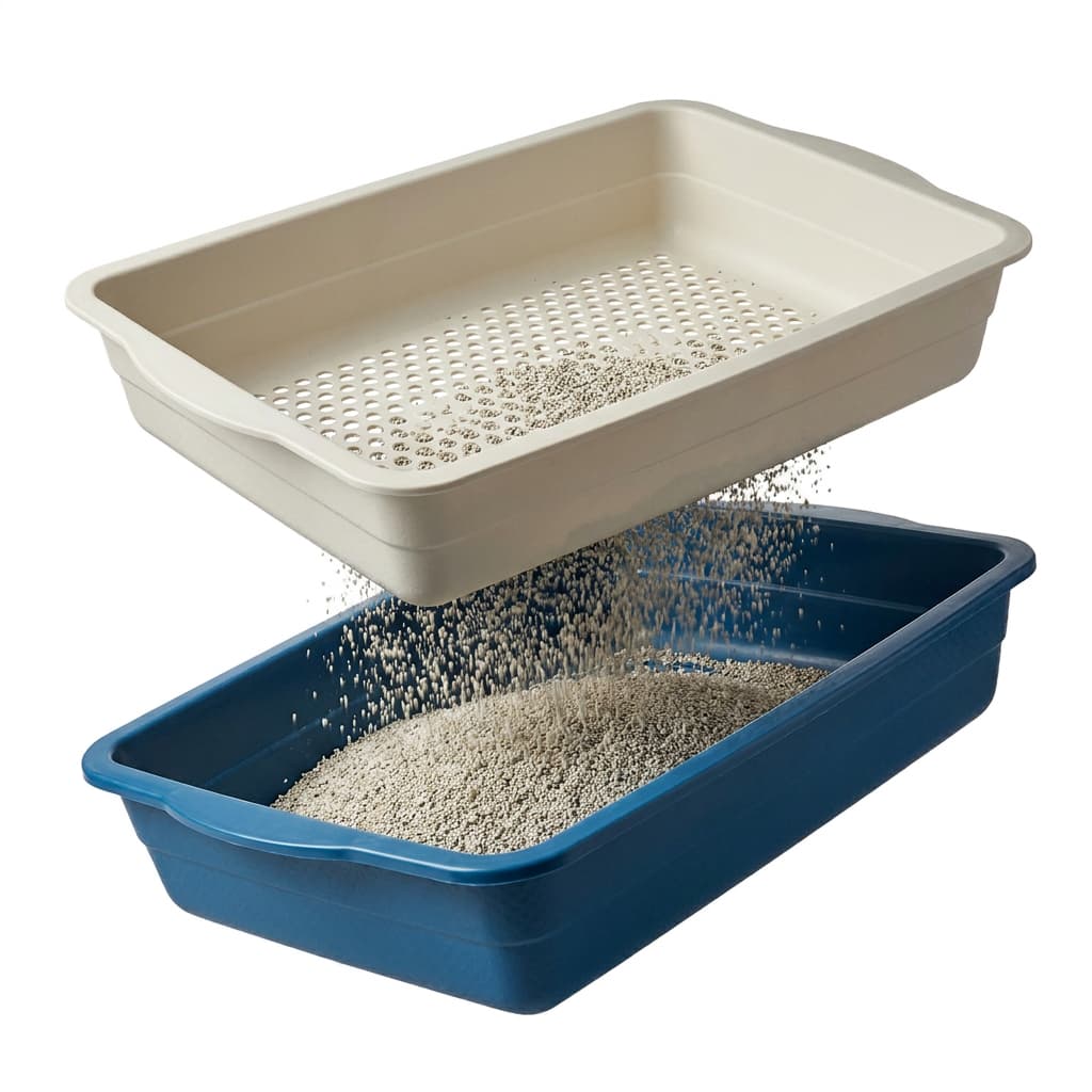 Kit Caixa de Areia para Gato 3 Itens com Peneira Furba Fácil Banheiro Higiênico Bandeja Sanitária