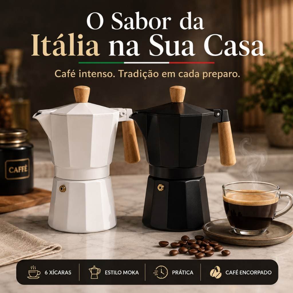 Cafeteira Italiana Moka 6 Xícaras 300ml Café Expresso Prática Tradicional