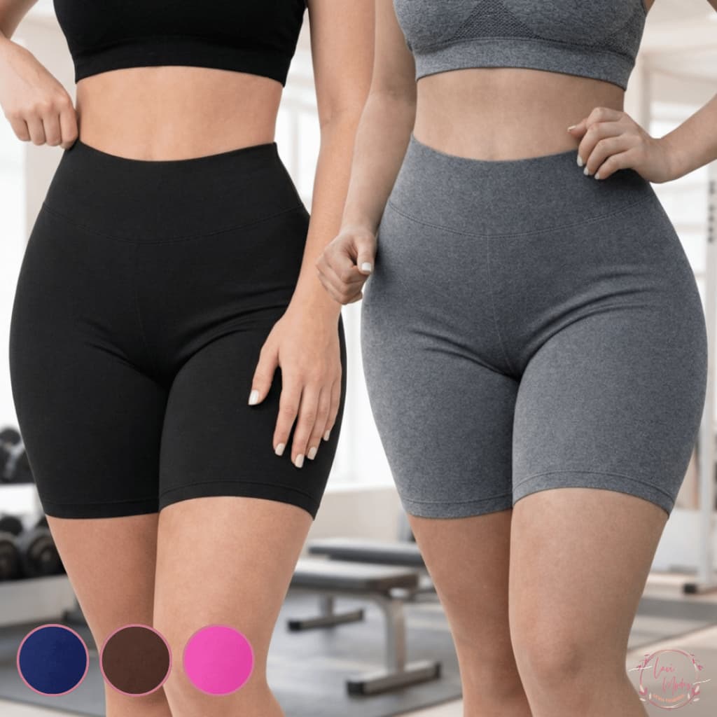 Shorts Feminino Legging Academia Suplex Cintura Alta Fitness Versátil