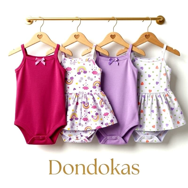 kit 4 Body Bebe Alcinha Body Saia 100% Algodão  Bori Bebe Menina