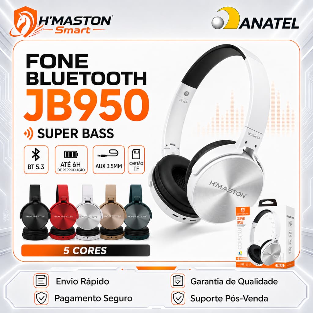 H'maston JB950 Headphone Sem Fio Bluetooth Fone Headset Gamer Fone Gamer Fone De Ouvido Headphone Fone De Ouvido Gamer