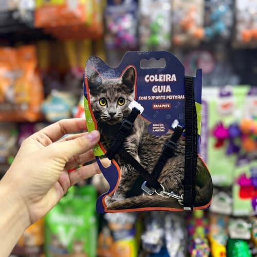 Coleira Guia com Suporte Peitoral para Gatos e Pets