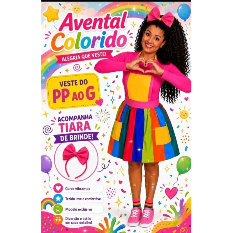 avental  colorido adulto monitor e professora