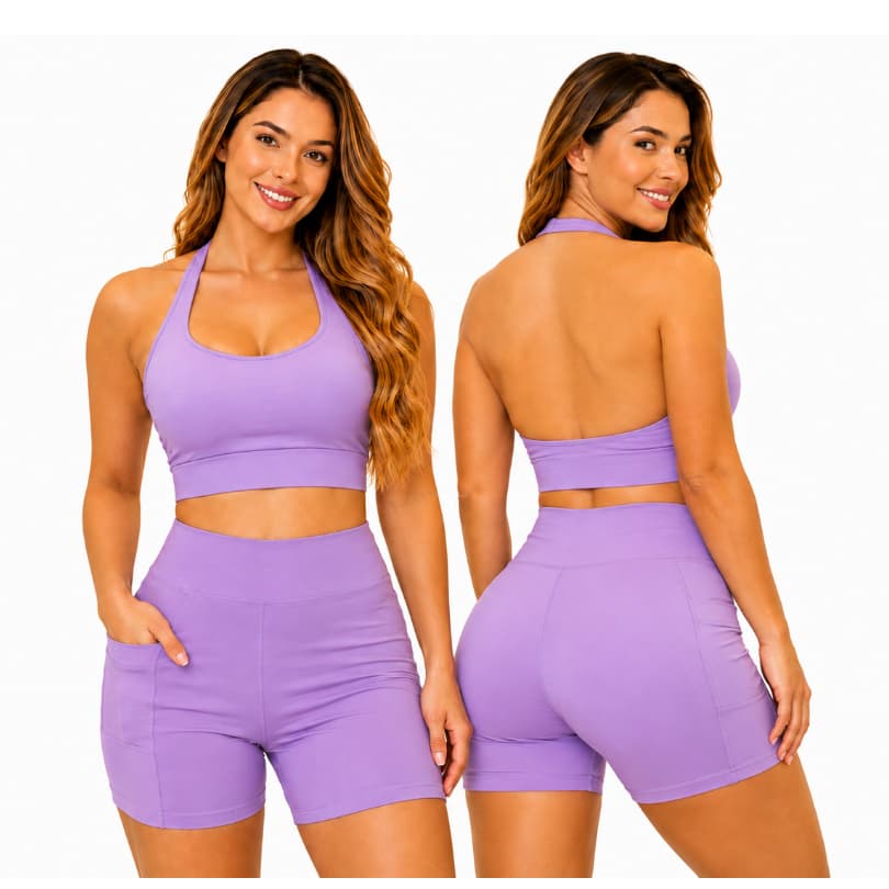 Conjunto Top E Short Top Frente Única Short Fitness Feminino Roupa De Treino Look Academia Moda Fitness Feminina REF1177