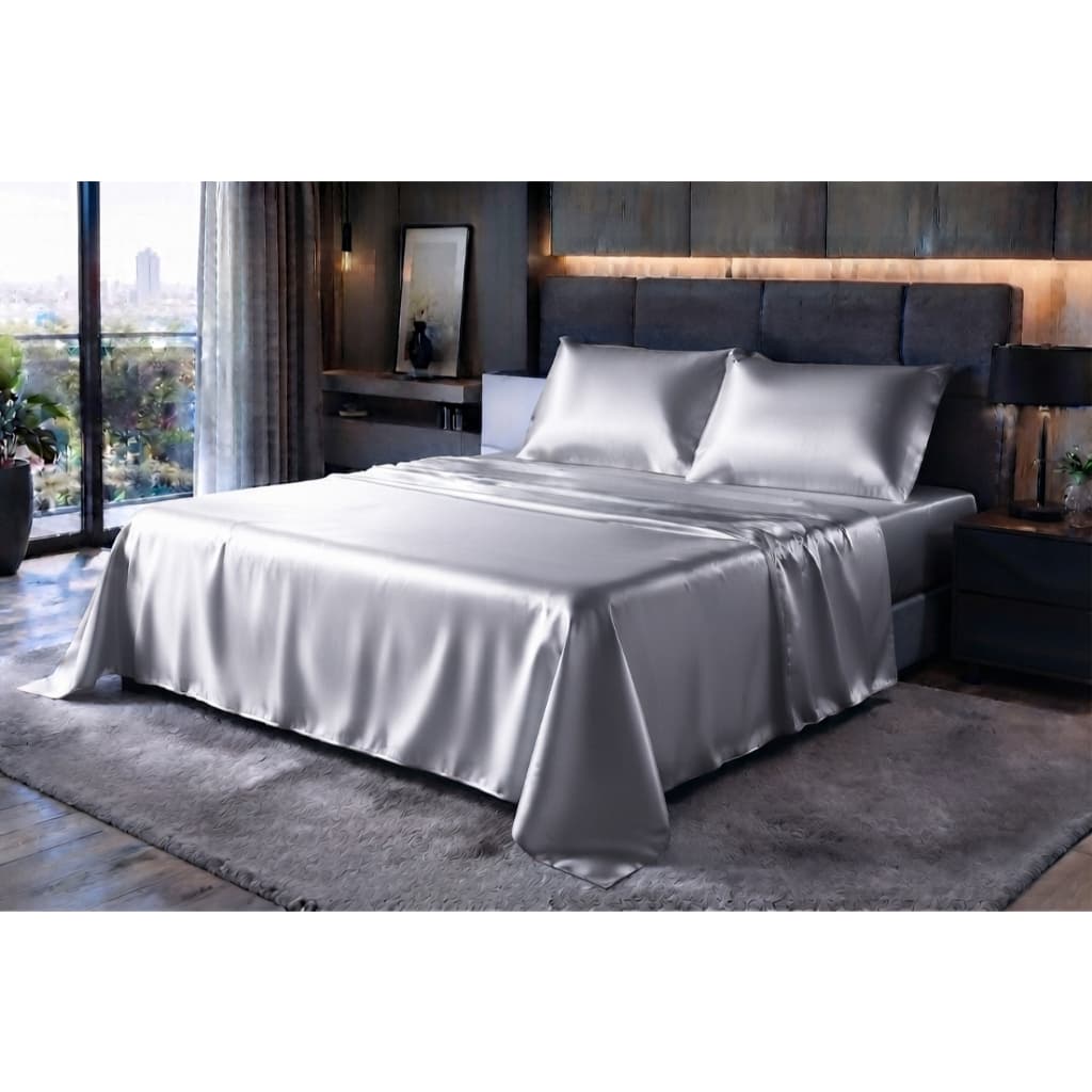 Jogo De Cama Lençol Fronhas Cetim Casal Padrão Queen King 4 Peças Toque de Seda Com Alto Brilho