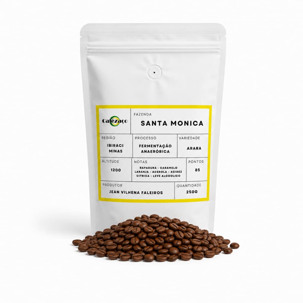 Café Especial em Grãos 85 Pontos Fazenda Santa Monica 250g - Cafézaço