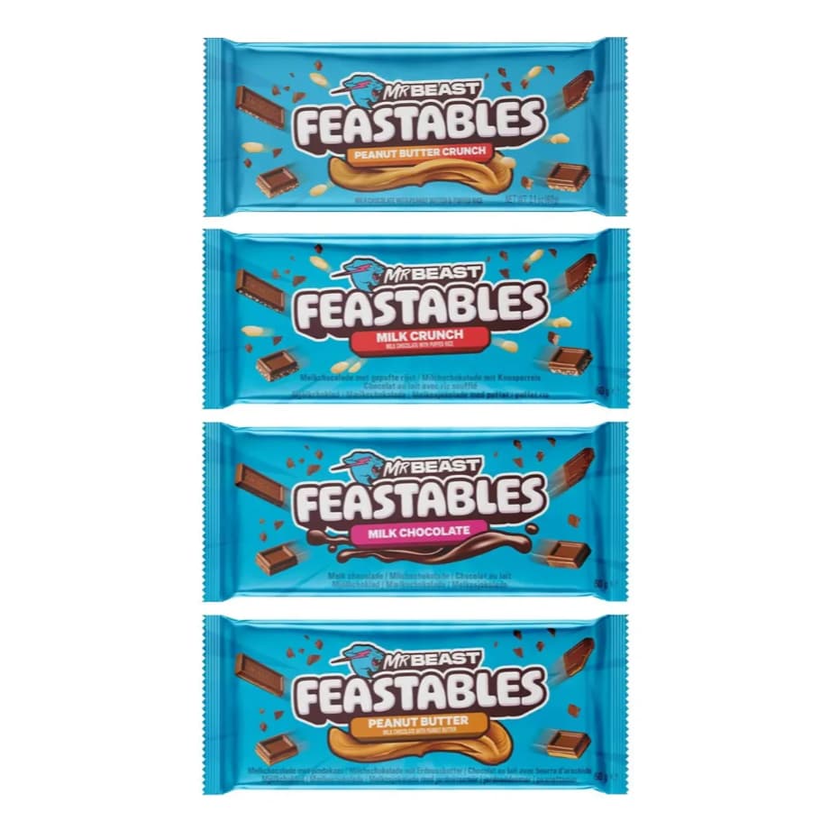 Kit 4 Chocolates Feastables Mr Beast 60g Cada Importado Oficial