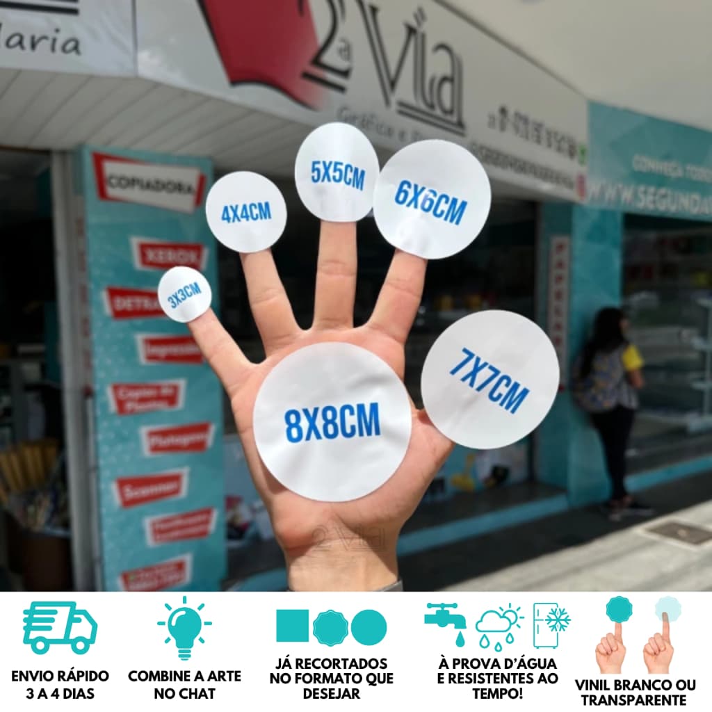 Adesivos Personalizados Em Vinil Branco a Prova D'água do 3x3 4x4 5x5 6x6 7x7 Cm Rótulo Etiquetas Adesivas