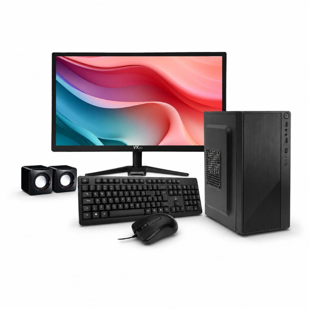 Computador Pc Completo I7 8º SSD 240GB 8GB DDR4 Wifi Teclado Mouse Caixa de som Monitor Led 21,5" Preto Bivolt