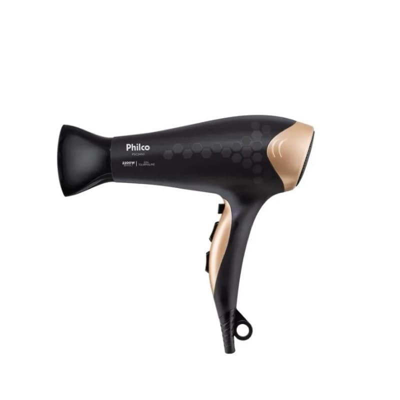 Secador de Cabelo Philco PSC2450 Preto/Gold Bivolt Profissional com difusor