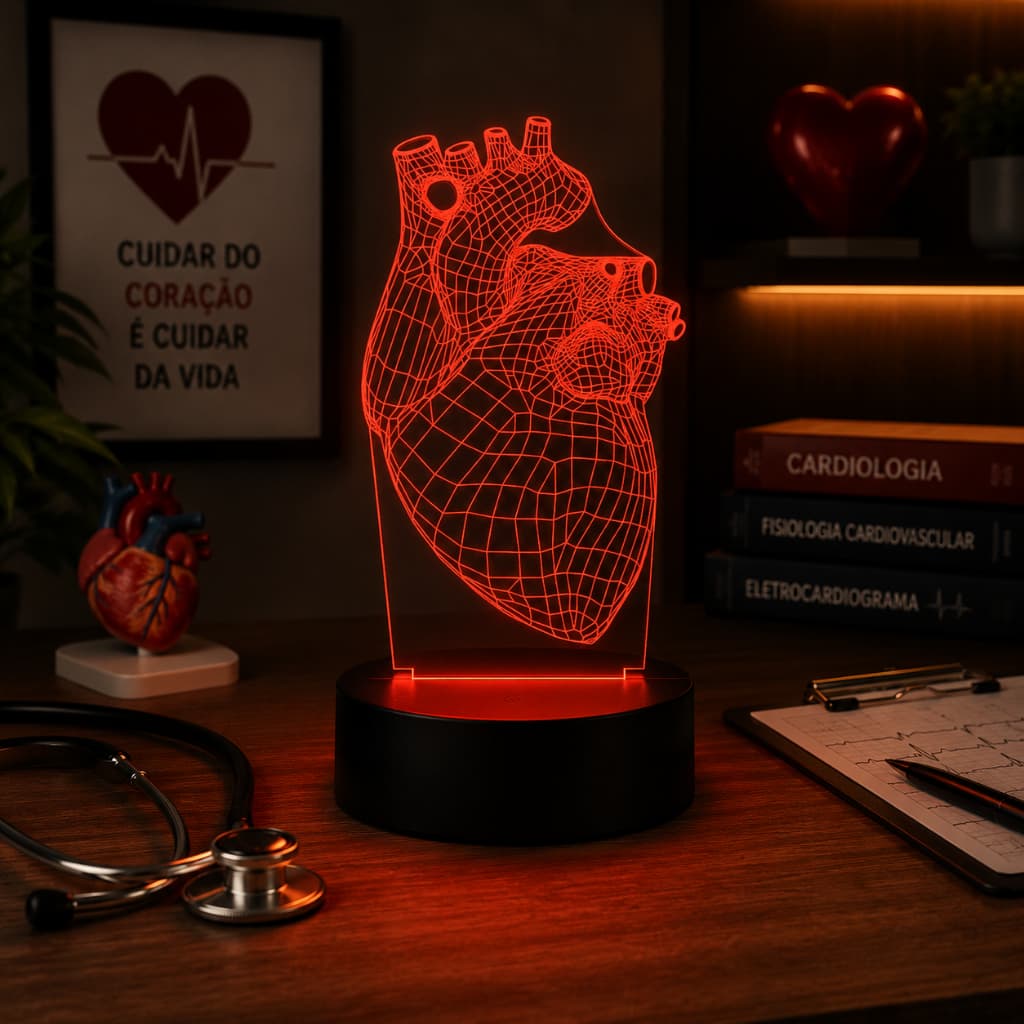 Luminária Led 3d | Coração Cardiologista  Abajur Presente Criativo Decoração Multicores