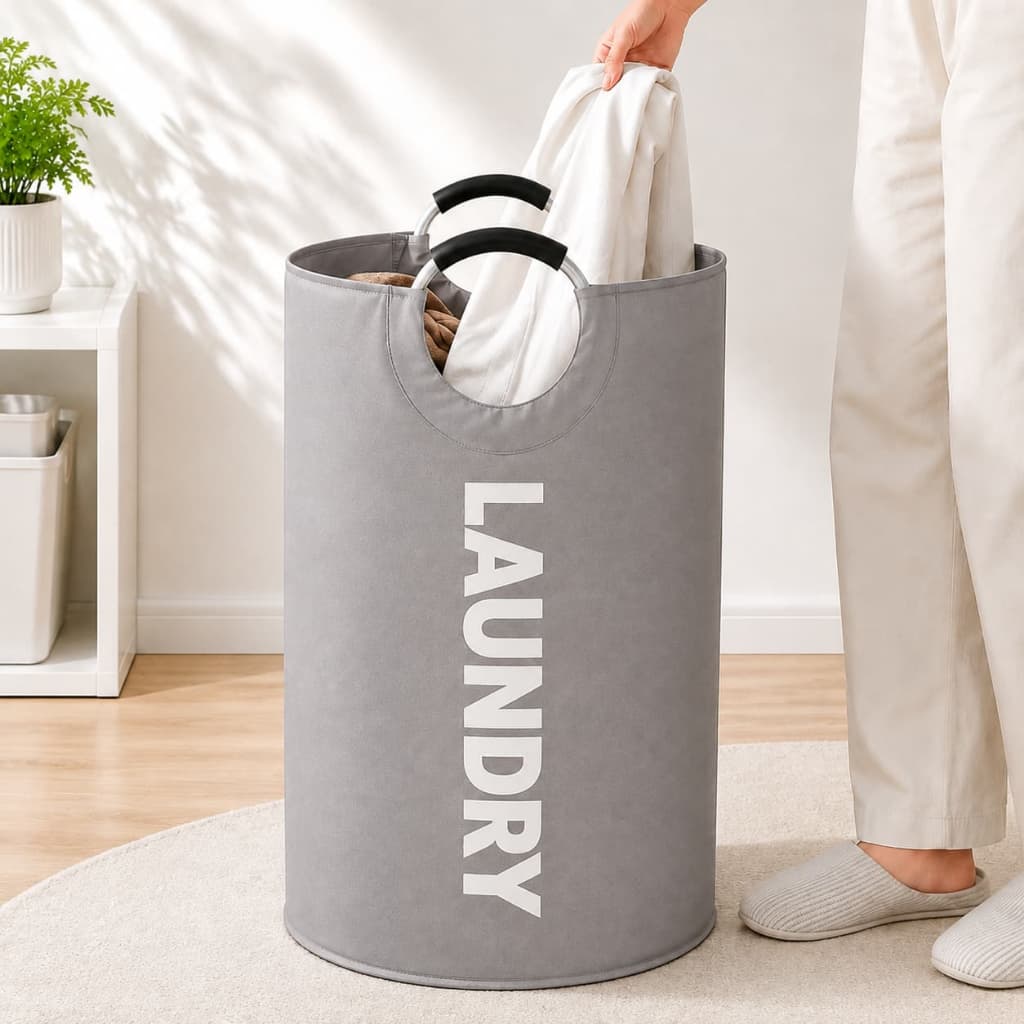 Cesto de Roupa Suja 82L Grande Dobrável com Alça Reforçada Organizador Oxford para Lavanderia Banheiro Quarto
