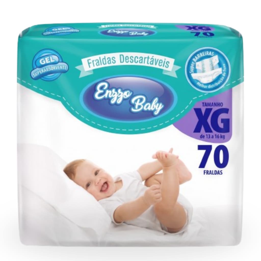 Fraldas Infantil Enzzo Baby XG 70 Unidades