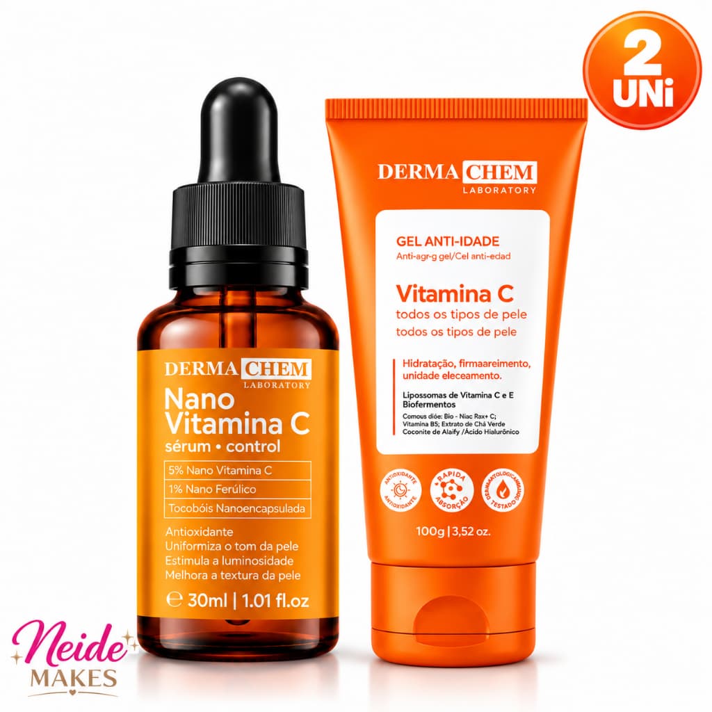 Kit Facial Vitamina C Sérum Nano + Gel Anti-idade Dermache