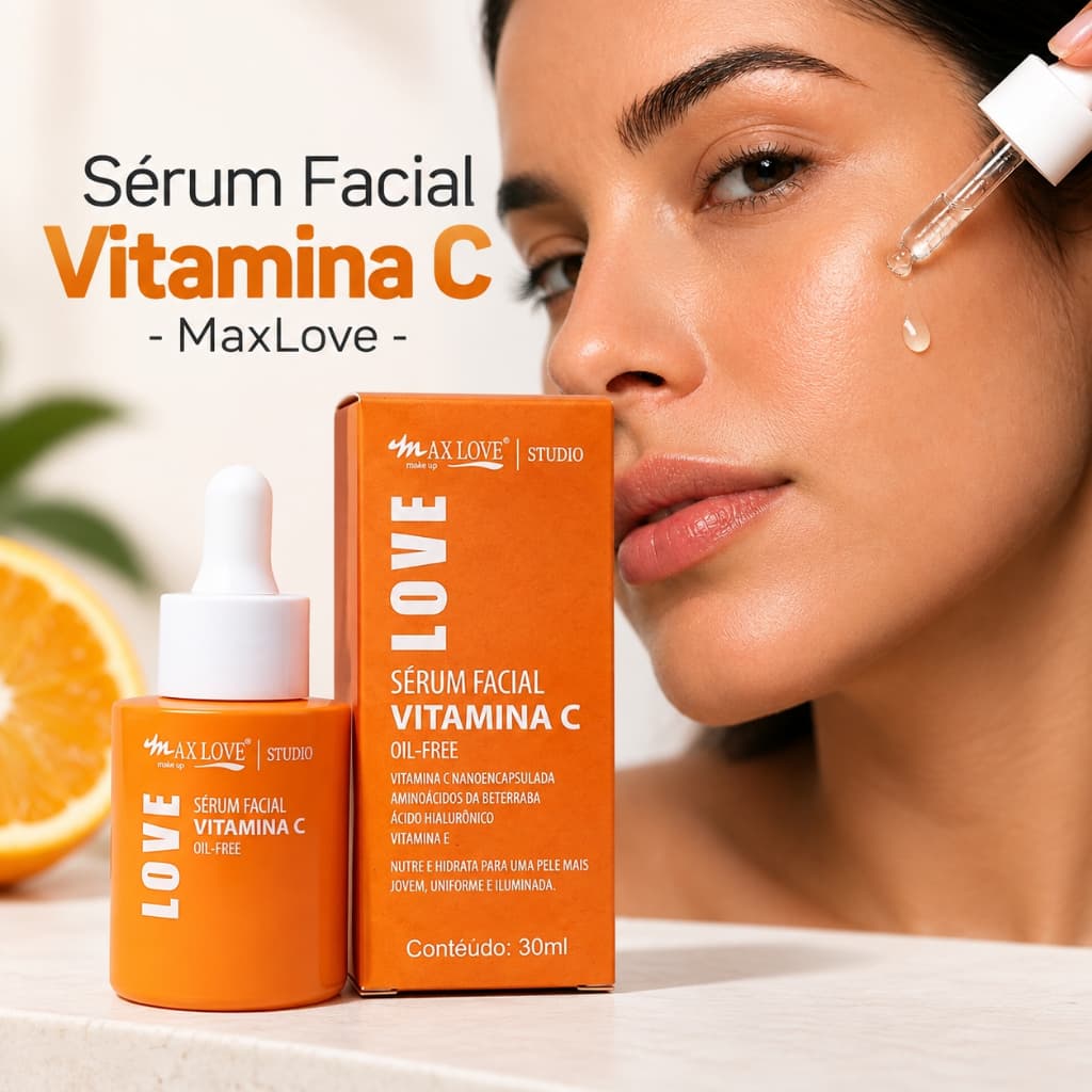 KIT 1/2/3 Sérum Facial Vitamina C Max Love Antioxidante Hidratante 30ml