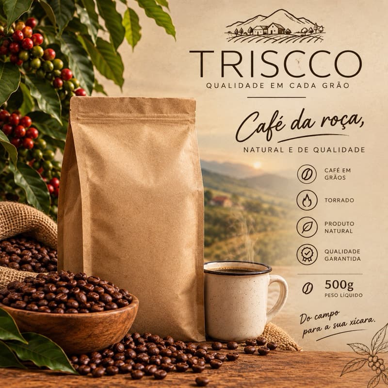 Café em Grãos Torrado 250g | Café da Roça | Natural e de Qualidade