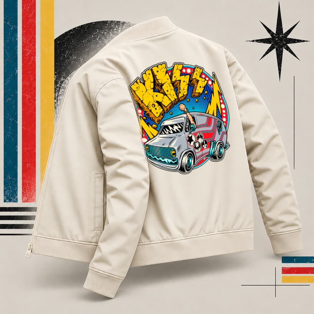 Jaqueta Bomber Anos 80 Banda Rock Gola Alta Vintage Retro Estiloso Tendencia Casual Versatil Masculina