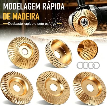 Kit 4/5 Disco Madeira Esmerilhadeira 100mm Furo 16mm Desbaste Escultura Tungstênio