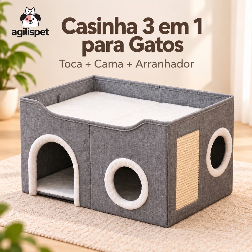 Casinha Cama Pet Dobrável Portátil para Cães e Gatos Toca AgilisPet