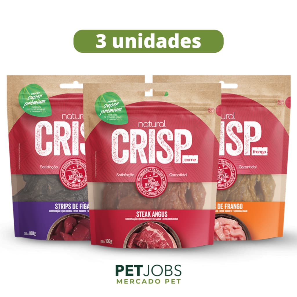 Kit Natural Crisp Petisco Saudável para Cães Pet Snack Adulto Filhote Cachorro Blend e 100% Proteina