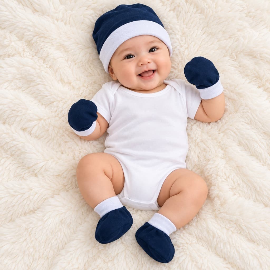 Kit Bebê Recém-Nascido 5 Peças Touca Luvinhas e Sapatinhos RN Enxoval Saída Maternidade Menino Menina