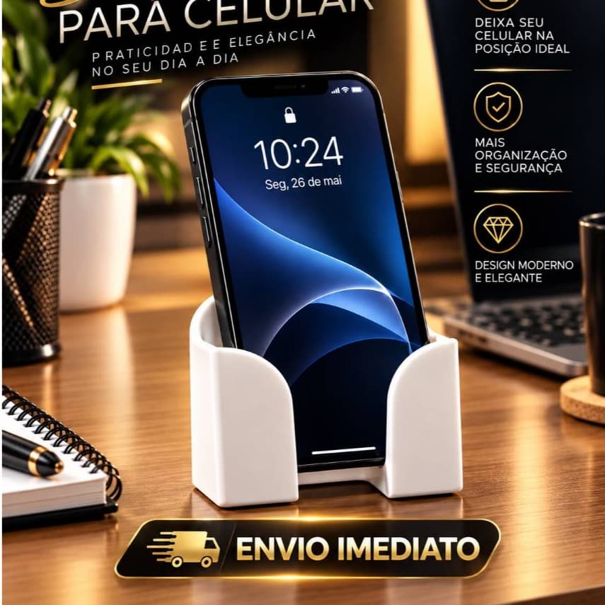 Suporte para Celular de Mesa Universal Porta Smartphone Base de Apoio para iPhone Samsung Xiaomi