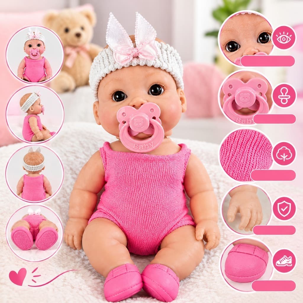 Boneca Bebê Reborn Realista Com Chupeta e Roupinha Brinquedo Infantil Menina