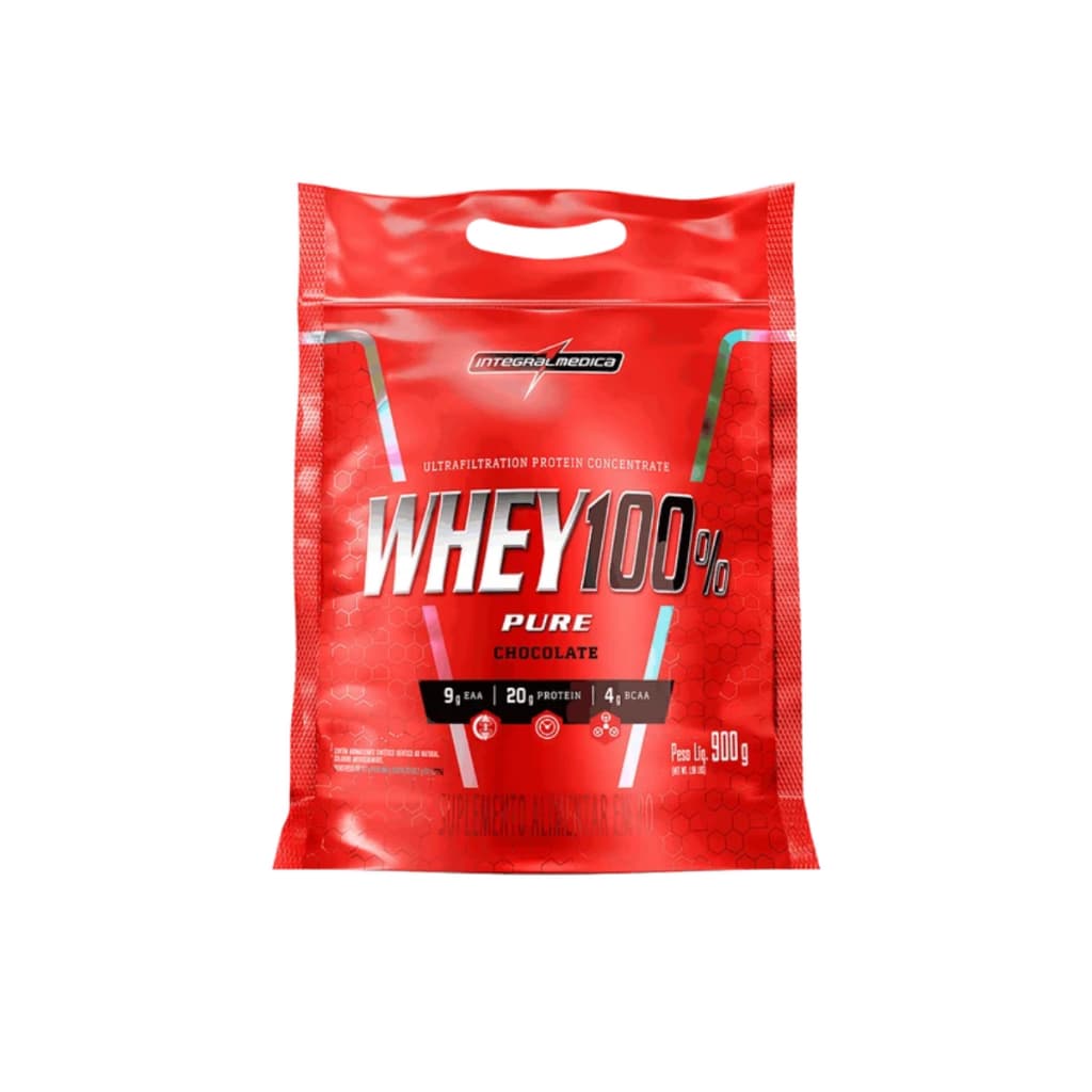 Whey Protein Concentrado Pouch 900g sabor chocolate - integralmedica