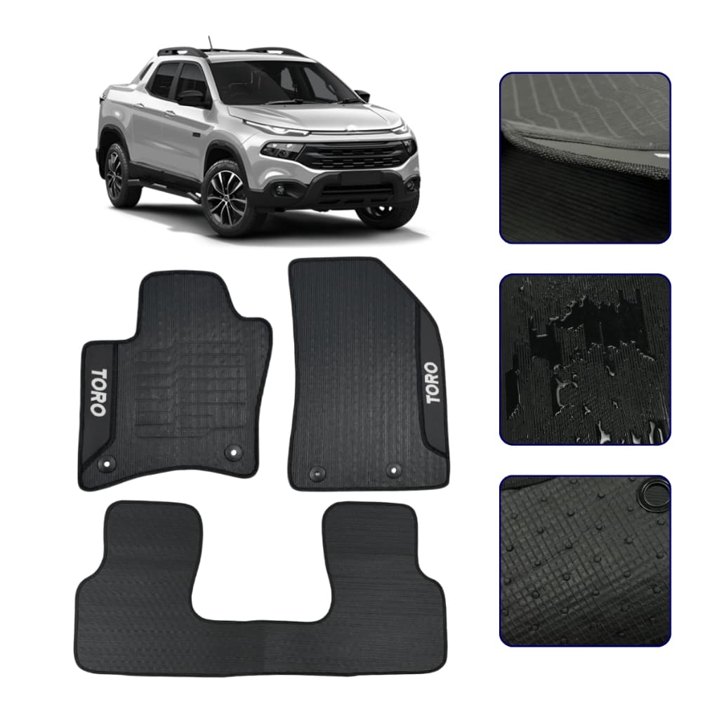Jogo de Tapete Emborrachado Para Toro 2016 a 2026 Kit Automotivo