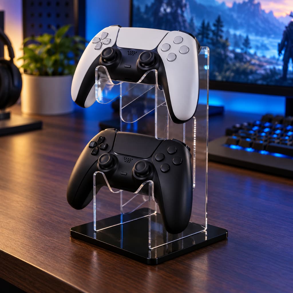 Suporte para Controle de Videogame em Acrílico Organizador Gamer de Mesa