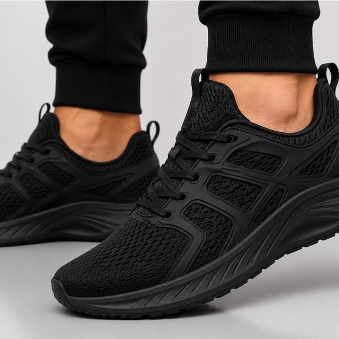 Tênis masculino esportivo preto academia caminhada tenis leve barato solado confortável