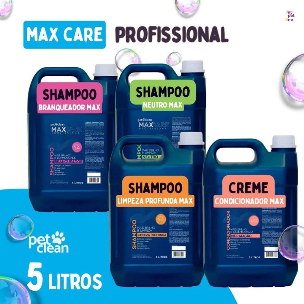Shampoo E Condicionador Max Pet Clean 5L Para Cães E Gatos