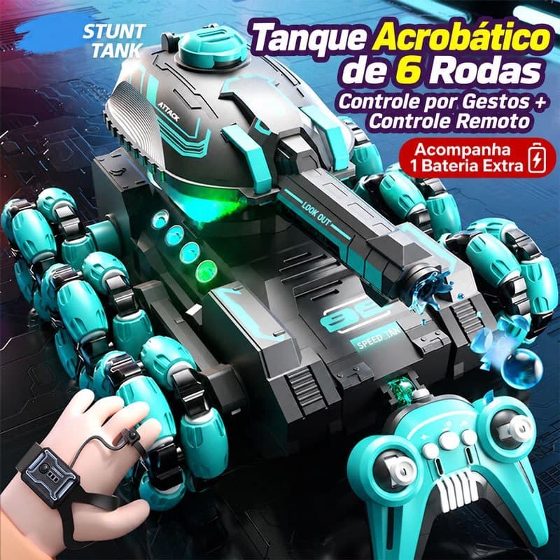 Carrinho Controle Remoto Acrobático Stunt Racing Drift Gira 360 Atire balas Dois modos de controlo remoto