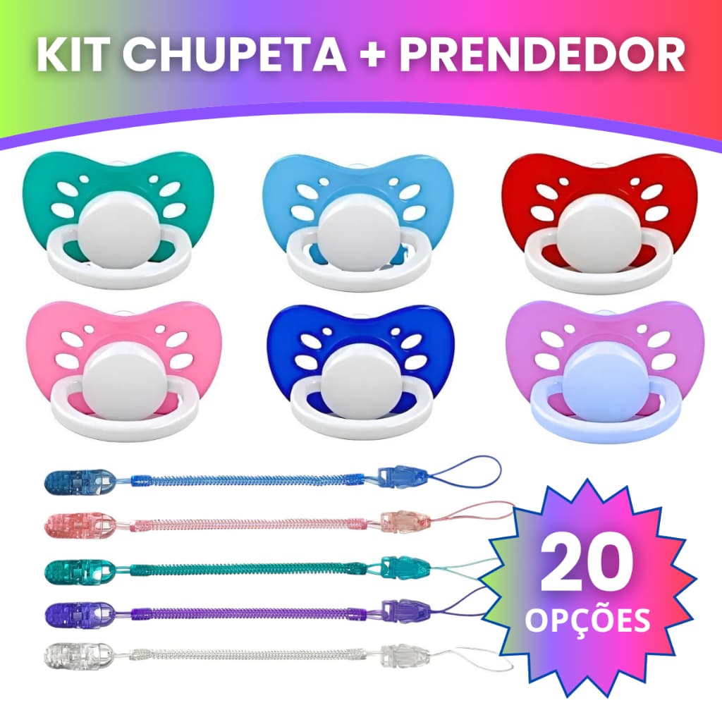 Kit Prendedor e Chupeta - Prendedor de Chupeta Tipo Mola Universal e Chupeta Anatômica Mamita