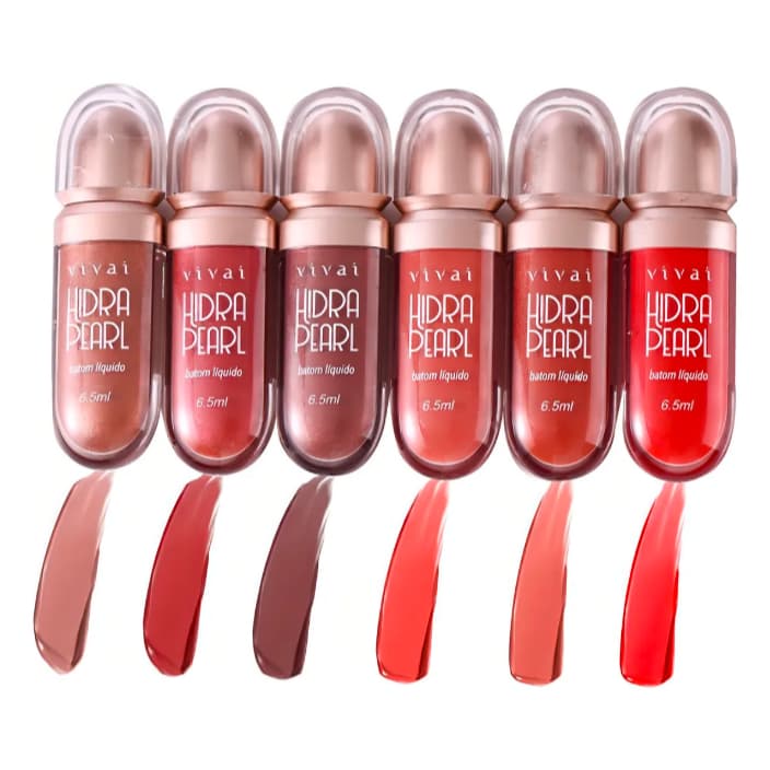 Kit 6 Batons Líquidos Matte Vivai Hidra Pearl Alta Pigmentação Longa Duração Original