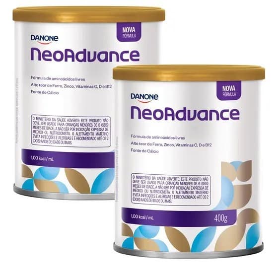 Kit com 2 Danone Neo Advance 400g Fórmula Infantil Original APLV  Val Set  26