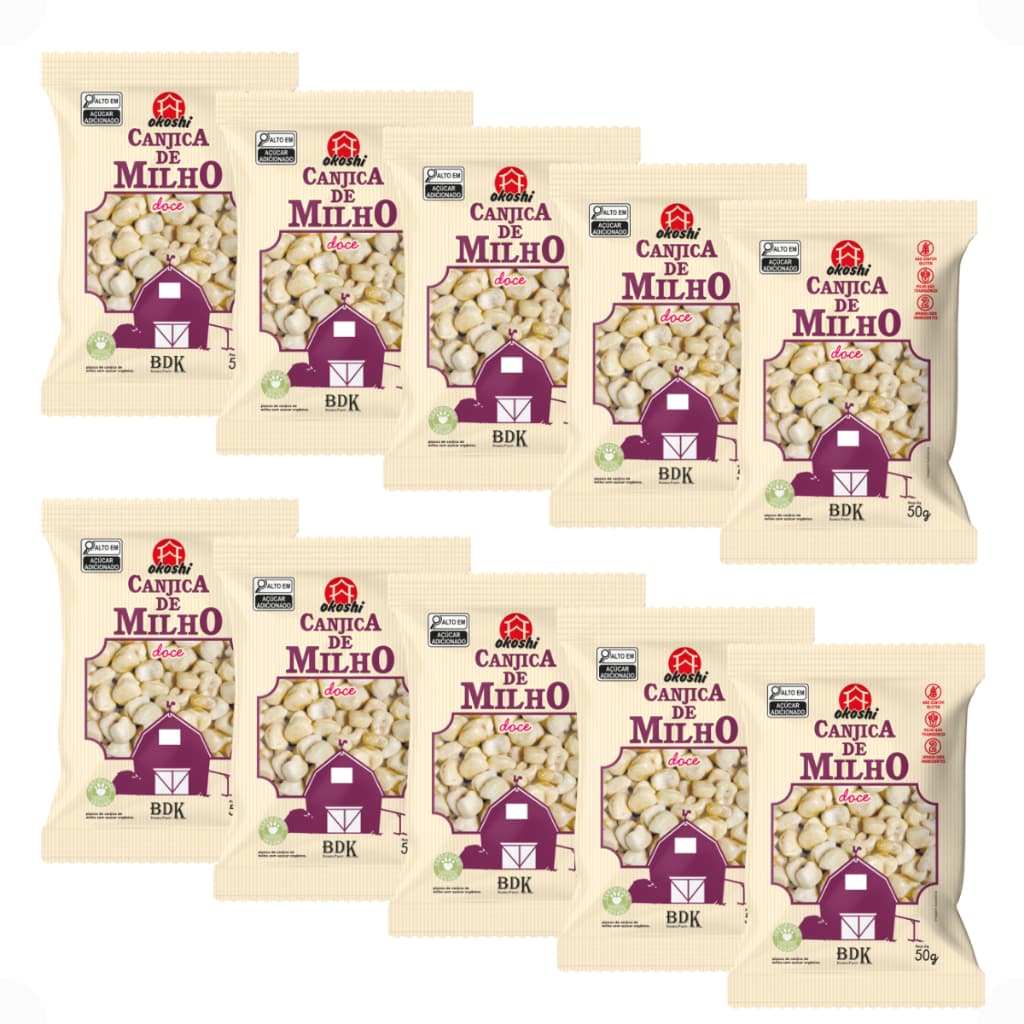 Kit 10 Pipoca Canjica Milho Doce Saudável Natural Okoshi