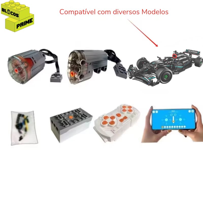 Kit de Controle Remoto e Motor para Carros - Blocos de Montar Compatível Colecionador Pronta Entrega