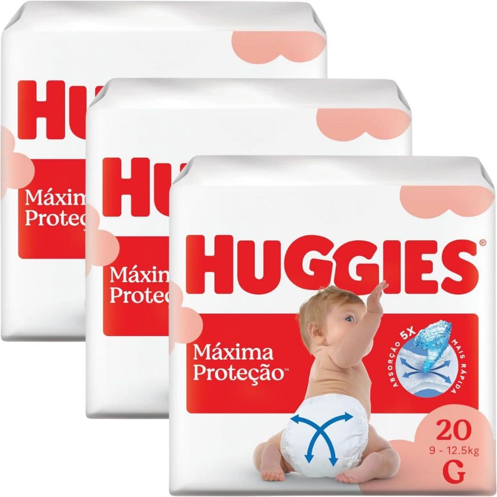 Fralda Huggies  Máxima Proteção 3 Pacotes