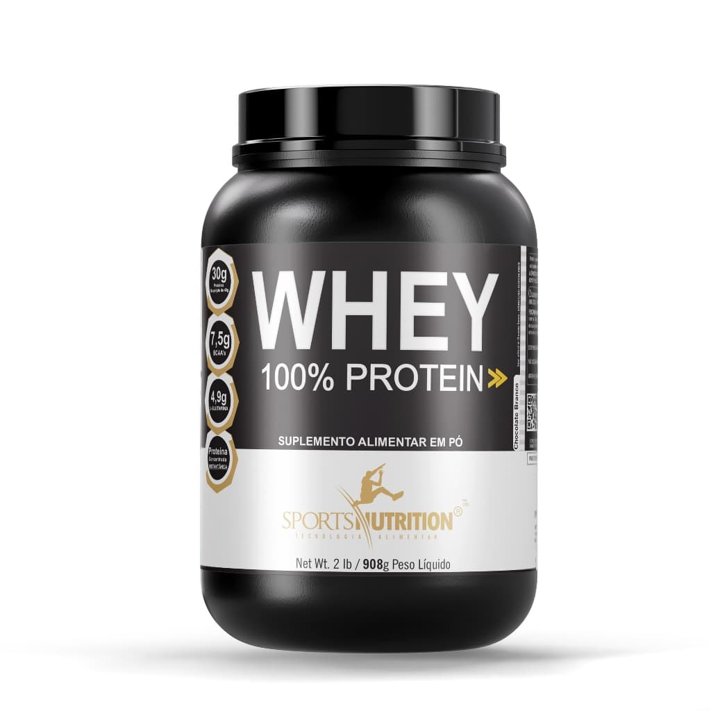 Whey Protein 100% - 908kg - Sabor: Chocolate Branco - Sports Nutrition